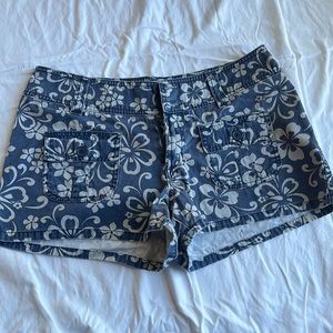 MossIssue/Mossimo Blue hawaiian print denim shorts